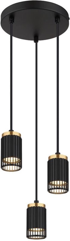 Globo Lighting - Hängelampe Pendelleuchte Hängeleuchte Esszimmerlampe 3 Flammig schwarz goldfarben, Aluminium Metall, 3x...