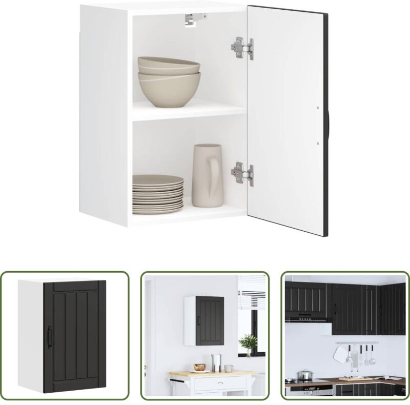 Küchenregal - Küchen-Hängeschrank Lucca Schwarz Holzwerkstoff