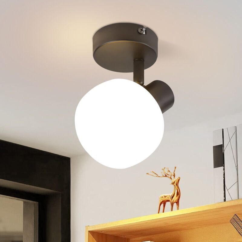 Thumbnail - Deckenstrahler 1 Flammig Deckenleuchte Flur - Deckenlampe Schwarz Strahler Innen Vintage E14 Deckenspots Morden Glas 350...