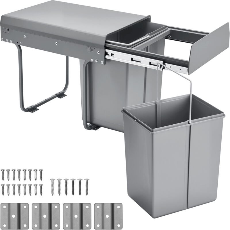 Mophorn Ausziehbarer Mülleimer für Küchenschränke (20 L x 2), doppelter Abfallbehälter zur Untermontage, mit stabilem Vo...