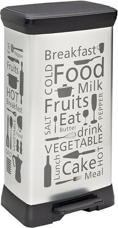 Curver - Deco bin 50L Treteimer, 39 x 29 x 73 cm, Küchenmotiv (205873)