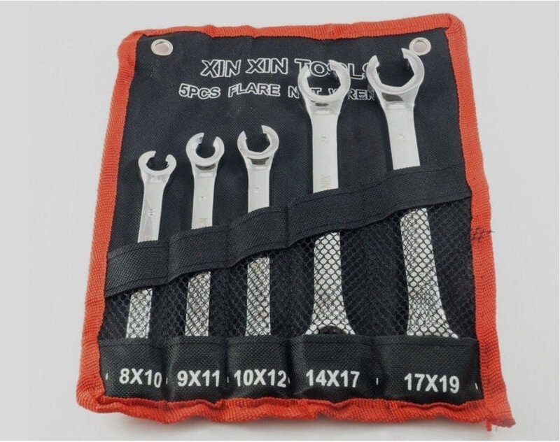 Trade Shop - SATZ MIT 5 OFFENEN SECHSKANTSCHLÜSSELN FÜR BREMSLEITUNGSVERBINDER 8X10 9X11 10X12 14X17 17x19 -