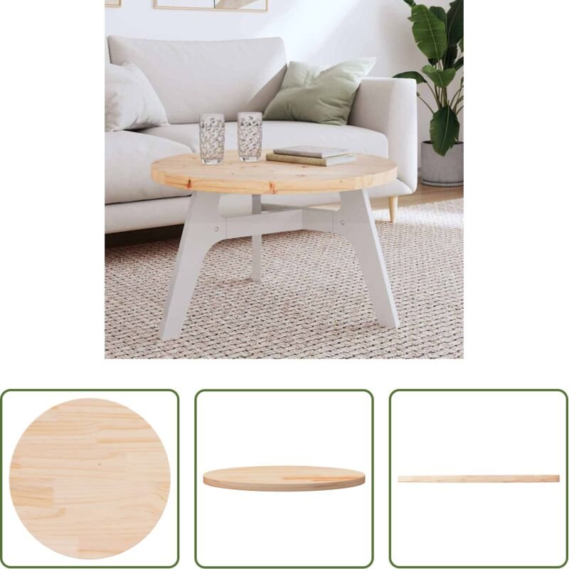 vidaXL Runde Tischplatte - Tischplatte Rund Ø70x3 cm Massivholz Kiefer