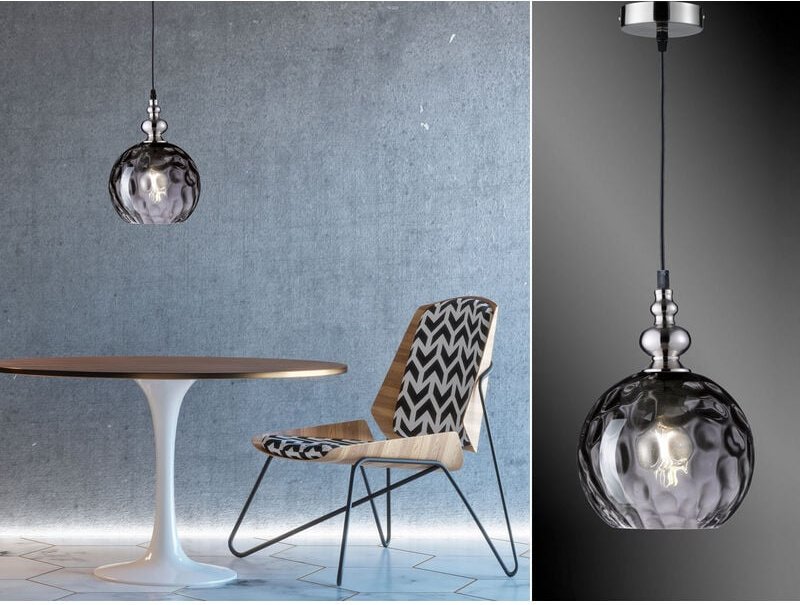 Kleine Pendelleuchte uller mit Glaskugel Rauchglas, ø 20cm