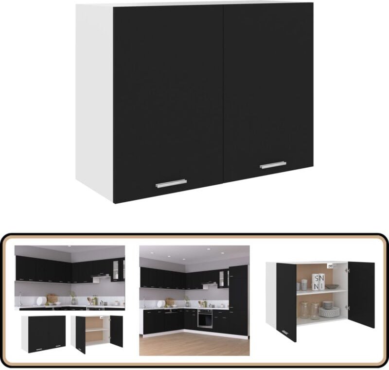 Hängeschrank Schwarz 80x31x60 cm Holzwerkstoff - Küchenschränke - Hängeschrank - Schwarz - Holzschrank - Schubladen
