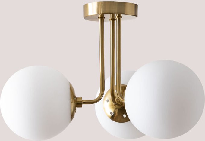 Sklum - Deckenleuchte mit 3 Girlanden-Glaskugeln Vergoldet