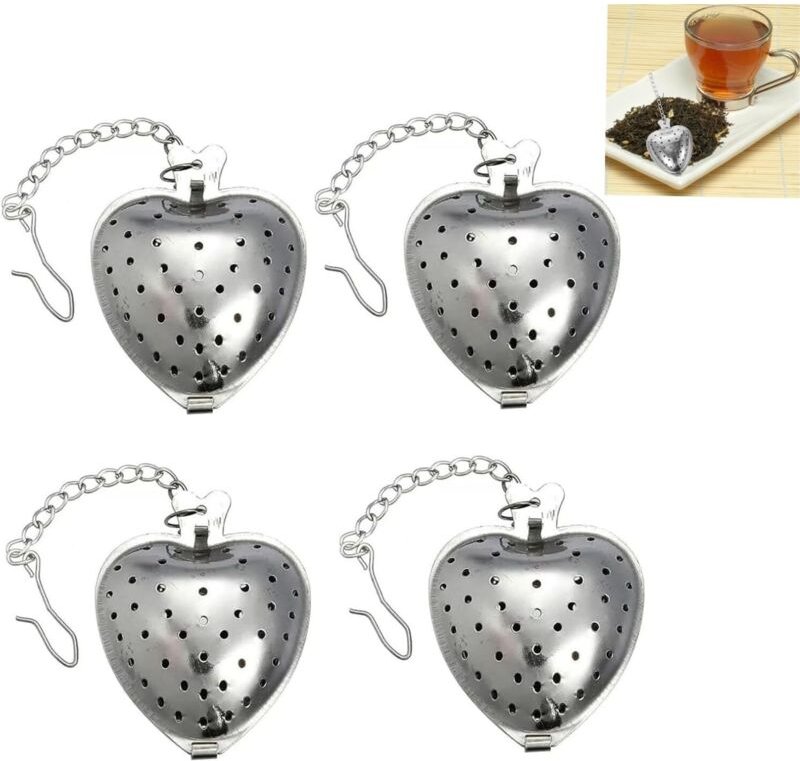 Tee-Ei, 4-teiliges Tee-Ei aus Edelstahl, Tee-Filterkugel, Teesieb, Teesieb, für Teeblätter, Gewürze, Teekannen