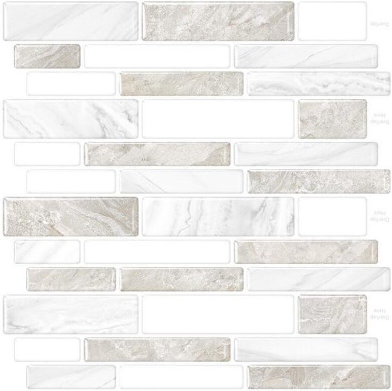 Set mit 10 3D-Wandaufklebern in Fliesenoptik, selbstklebende Spritzschutzfolien, geeignet für Küche und Bad, 30 x 30 cm