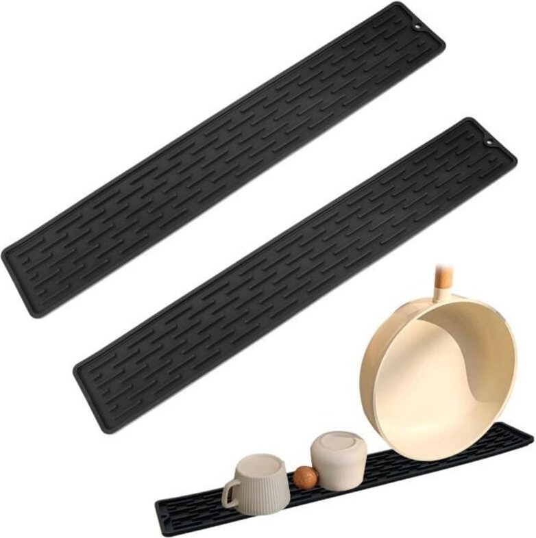 CCYKXA Schmale Abtropfmatte aus Silikon, rutschfeste Unterlage für Geschirr, Flaschen, Tassen, Schneidebretter und Schwä...