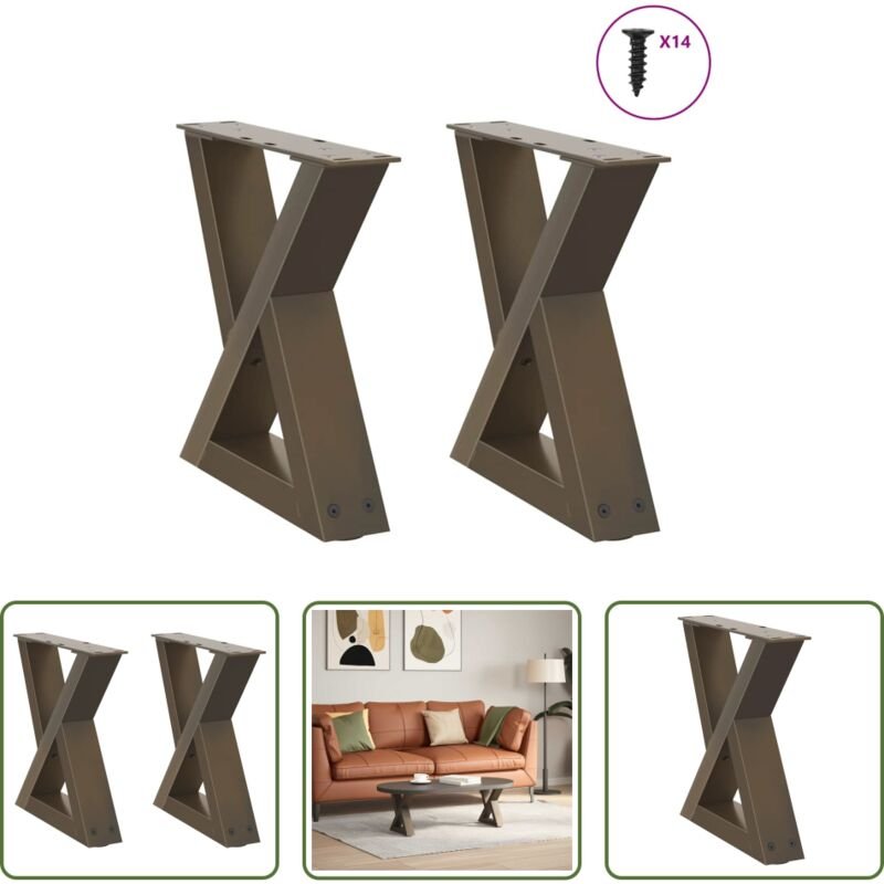 vidaXL Stahlbeine - Couchtischbeine 2 Stk. Naturstahl 30x(30-31,3) cm Stahl