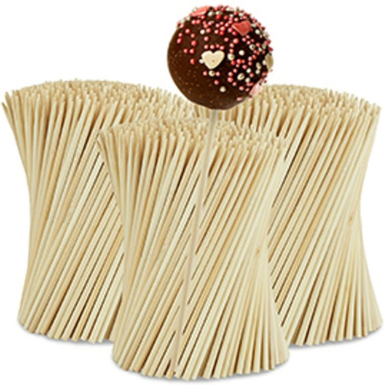 Relaxdays Cake Pop Stiele, 1000 Stück, 15 cm lang, Lollipop Sticks aus Bambus, Popcake Stäbchen, Kuchen am Stiel, natur