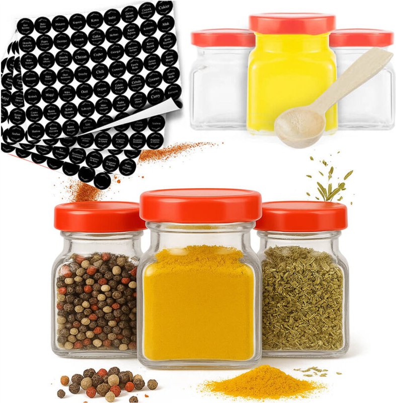 20 Gläser für Gewürze, Tee, Kräuter, Kaffee, Honig (120 ml) + 252 Etiketten
