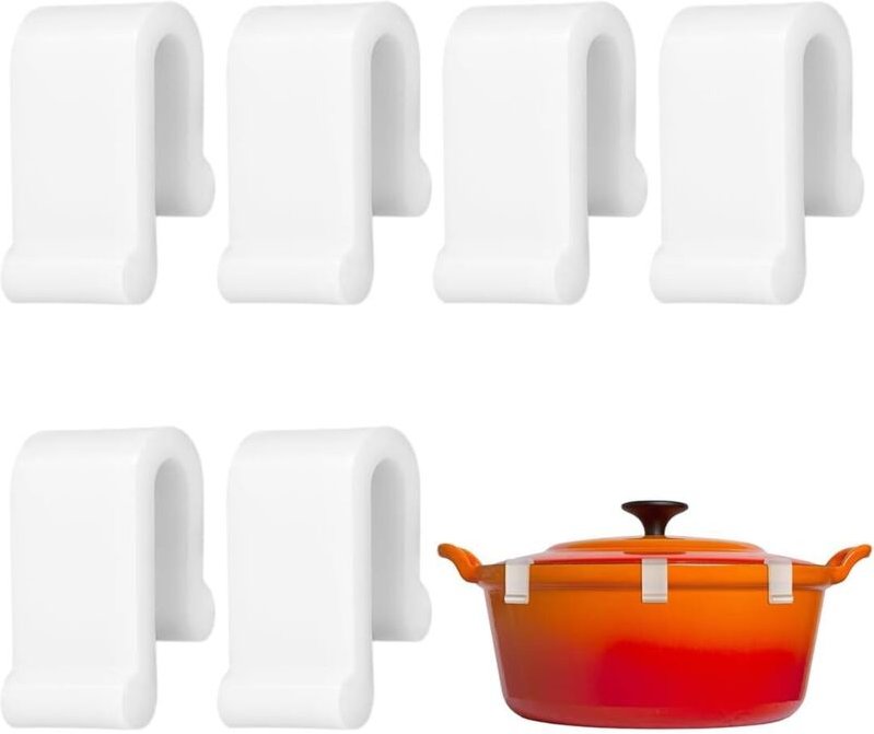 6-teiliges Silikon-Deckelheber-Set für Töpfe und Pfannen, Deckelschutzclips für Schmortöpfe, praktische Küchenhilfe, Übe...