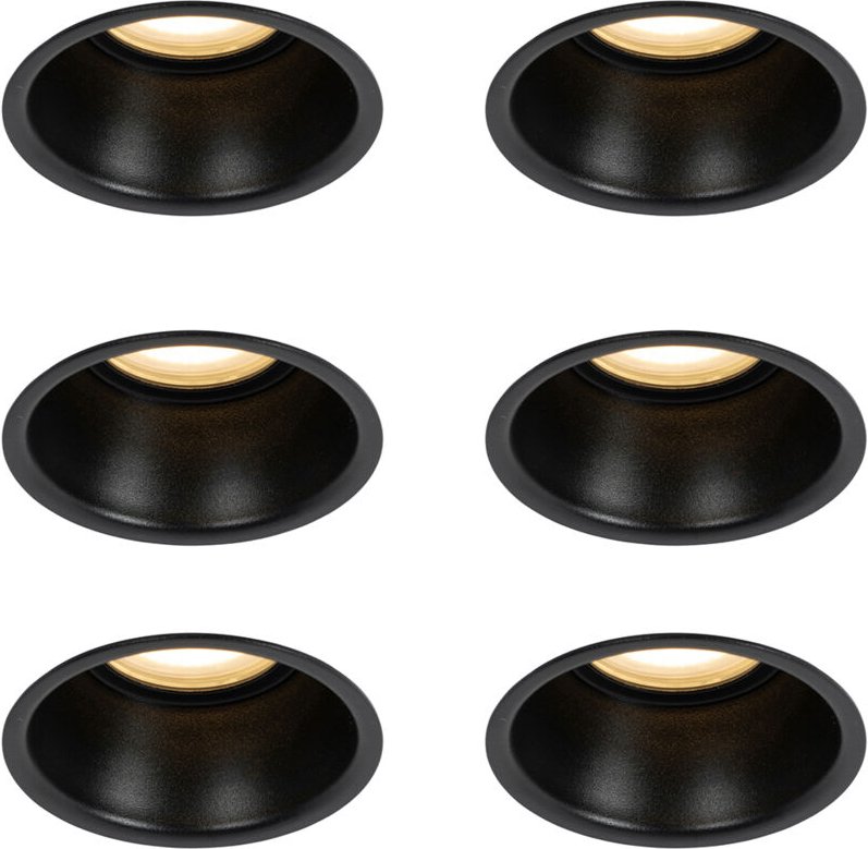 Set mit 6 Einbaustrahlern schwarz GU10 50mm IP44 - Dept