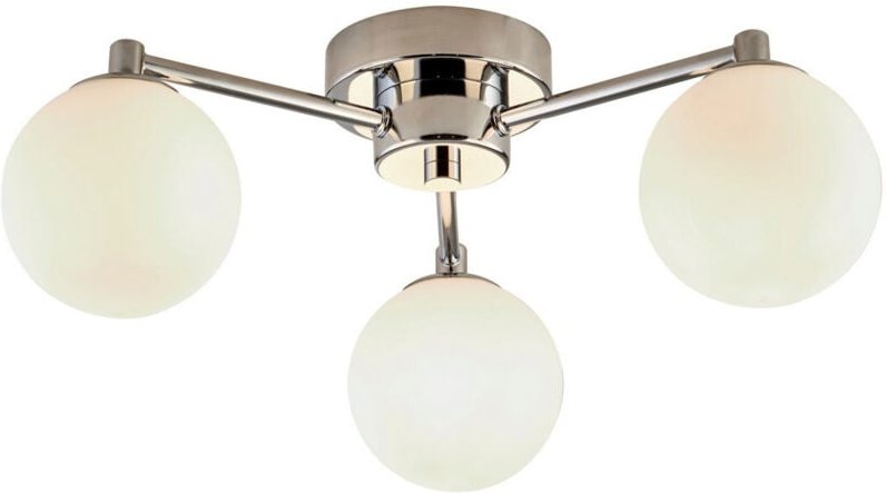 Searchlight Tiberius Deckenleuchte mit 3 Lichtern, Chrommetall und weißes Milchglas