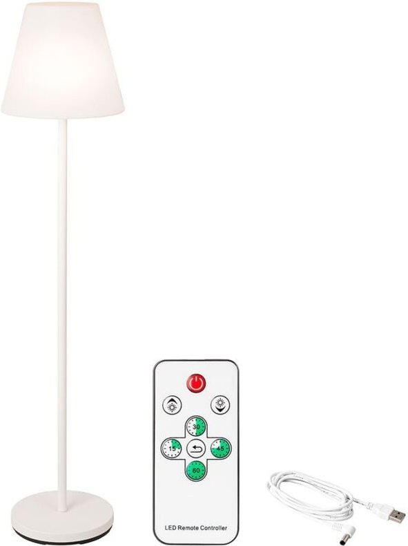 Wiederaufladbare weiße Stehleuchte für den Innen-/Außenbereich -- 150 cm - 18650 Li-ion 2600 mAh -- 180 Lumen