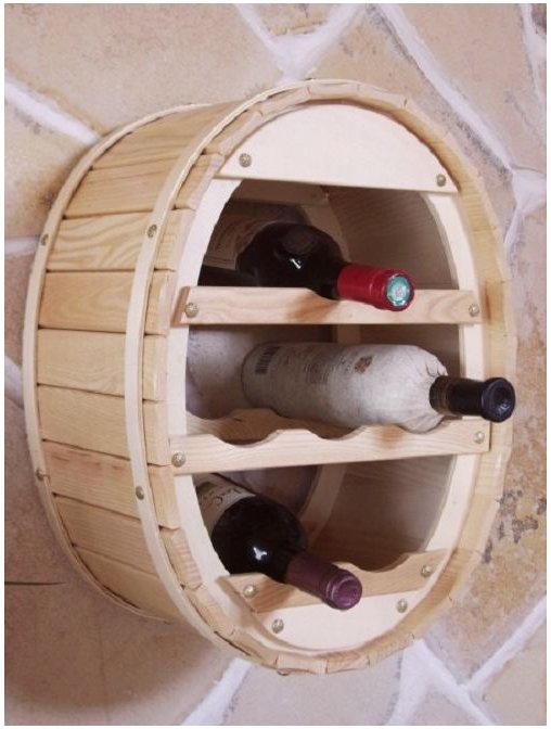 Dandibo - Weinregal Holz Wand Weinfass für 6 Flaschen Natur lackiert für die Wandmontage Wandregal zum aufhängen Flasche...