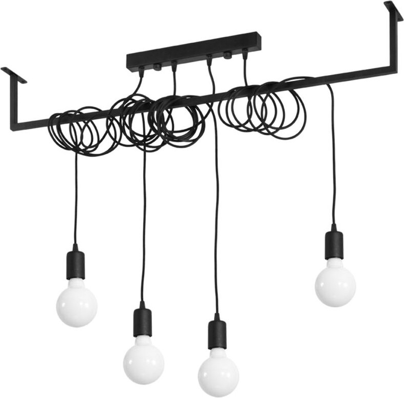 Modern Straight Bar Pendant 4 Light Black E27 Moderne Straight Bar Pendelleuchte 4-flammig Schwarz E27