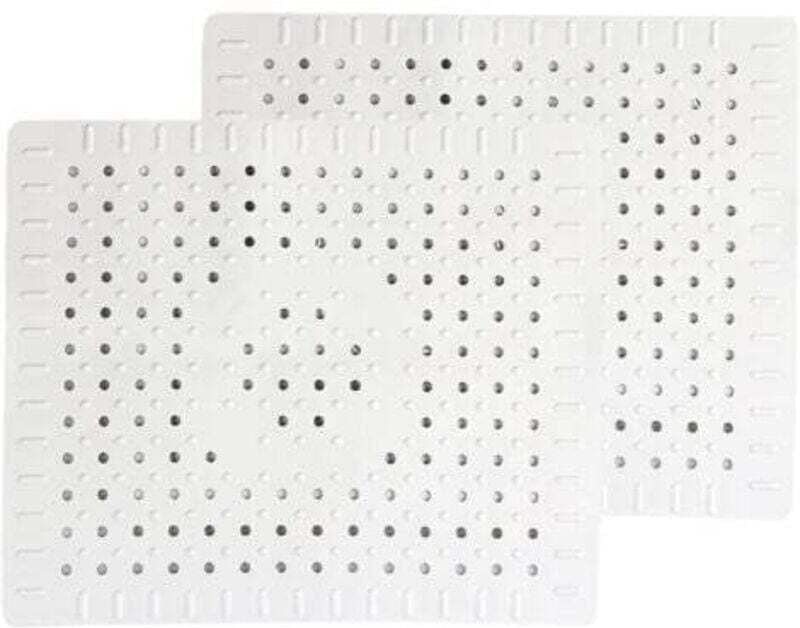 Set mit 2 weißen Küchenspülen-Schutzmatten aus strapazierfähigem, rutschfestem Gummi, leicht zu reinigen und zuschneidba...