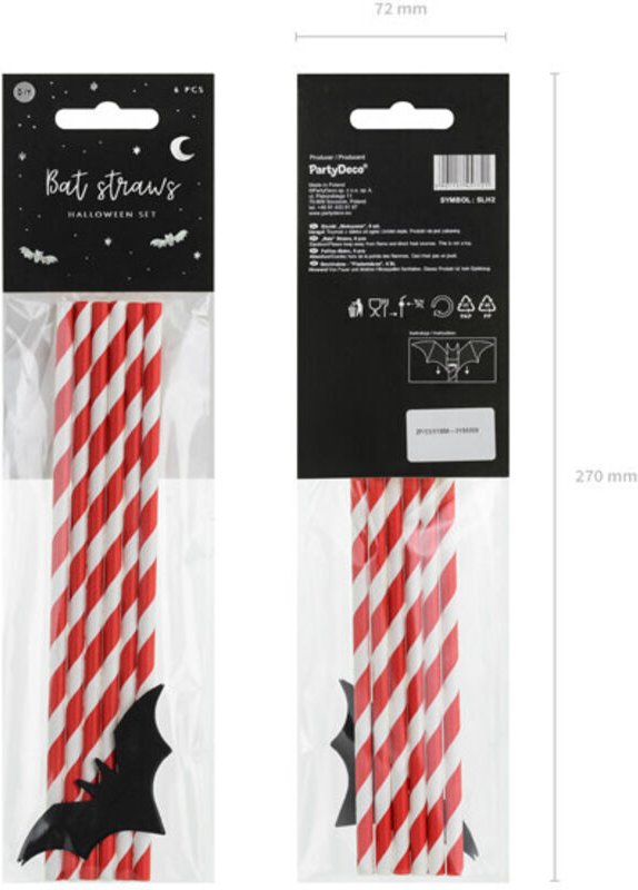 Fledermaus-Strohhalme, 19,5 cm (1 Packung / 6 Stück)