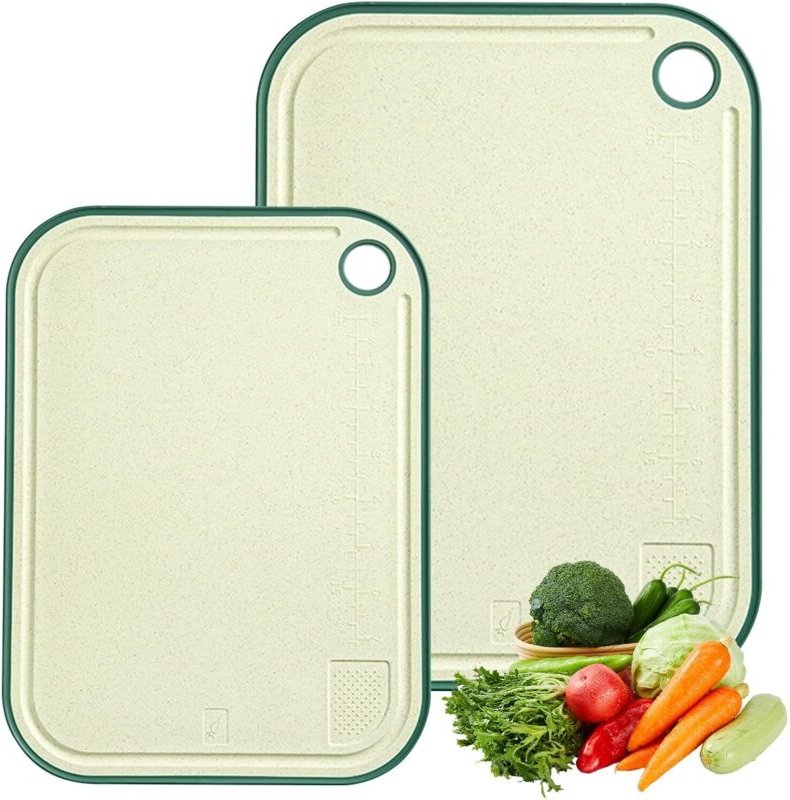 2er Set Schneidebrett Weizenstroh Küchenbrett Spülmaschinenfest Schneidebretter mit 2 Größen (38x28cm + 32x23,5cm) Nachh...