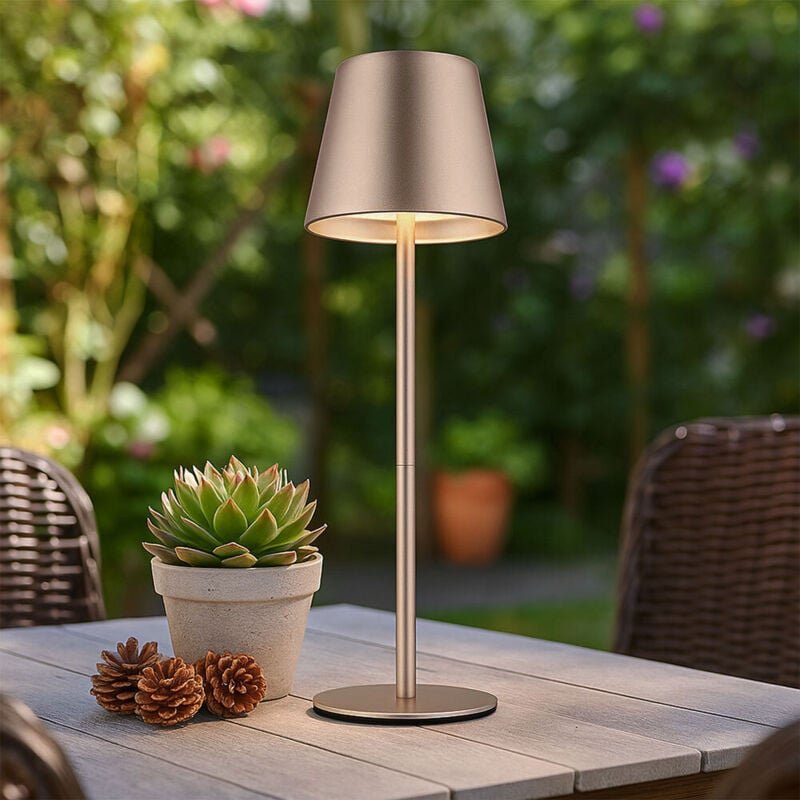 Außenleuchte Tischlampe Akku Tischleuchte Touchdimmer Flaschenaufsatz cct, champagner, usb-c, led 3W 200Lm warm-kaltweiß...