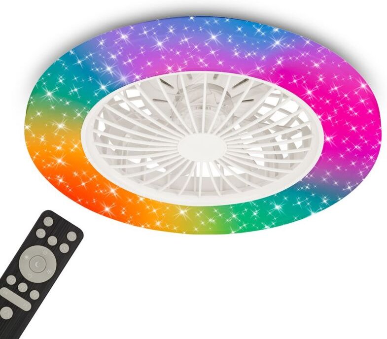 LED Deckenlampe Ventilator Deckenventilator Dimmbar Fernbedienung CCT RGB 48,5cm