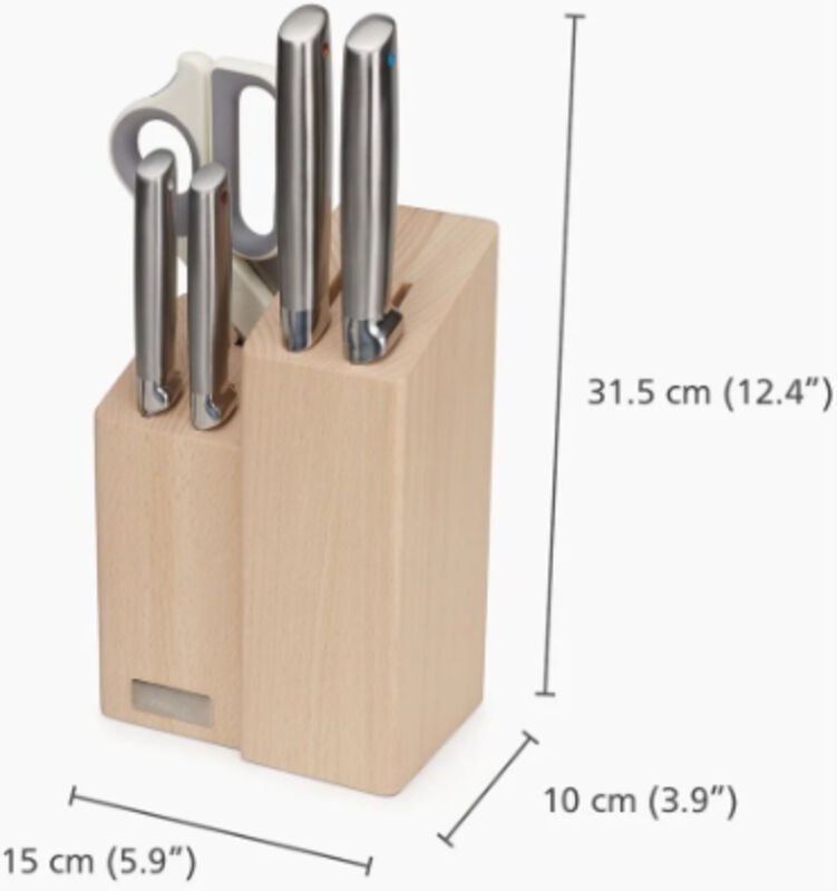 Set de Messer und Scheren Joseph Joseph Elevate Fusion de 5-teiliges Set mit Block de Holz de Buche, funktionelles und e...