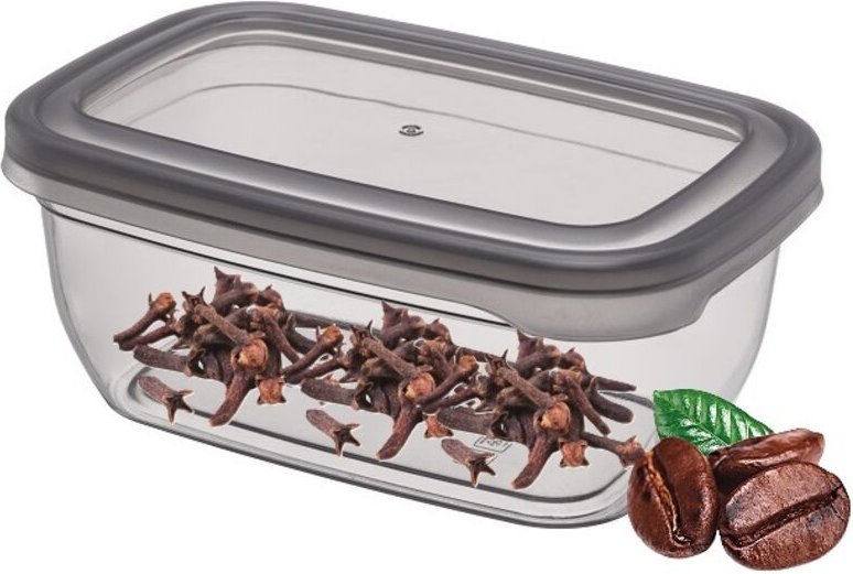 Kunststoff-Vorratsdose, glatt, rechteckig, VADO, 750 ml, hoch, grau, transparent, ideal für Kekse, Nudeln, Mehl, Zucker