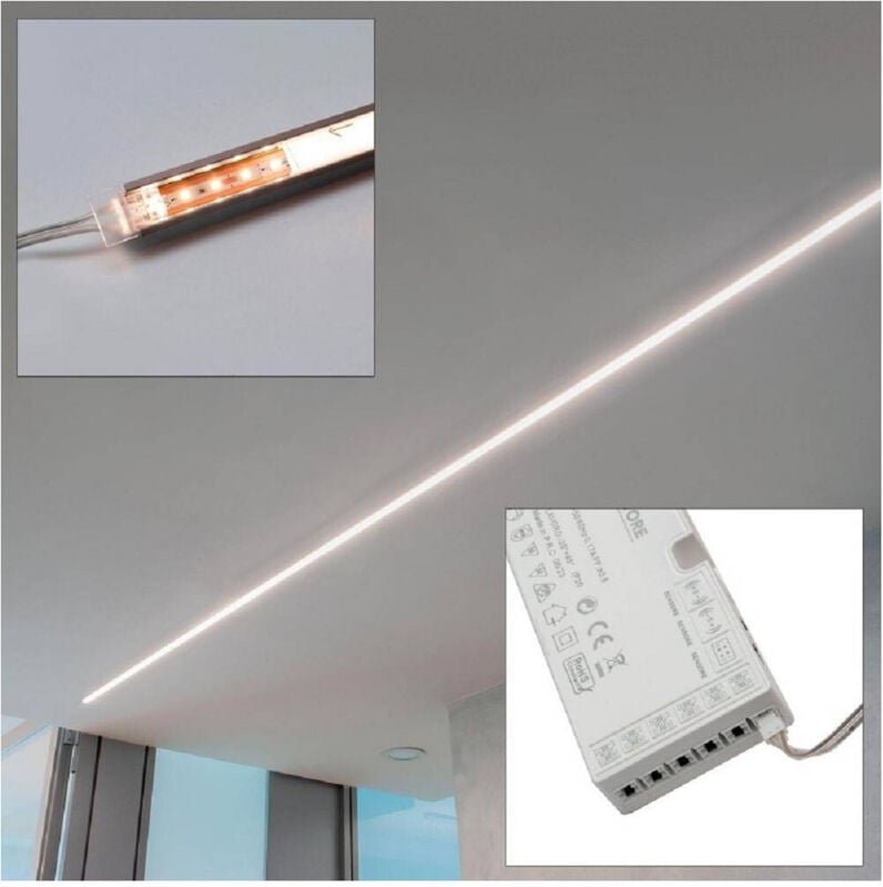 Trade Shop Traesio - Trade Shop - kit led bar 12W aluminiumprofil lebensmittel 24W 12V licht 4000K unter pensil -