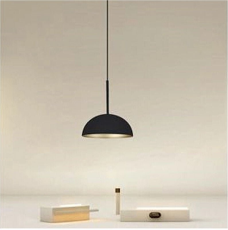 Trade Shop - moderne pendelleuchte mit schwarz-goldem eisenkuppel-lampenschirm E27 33771 -