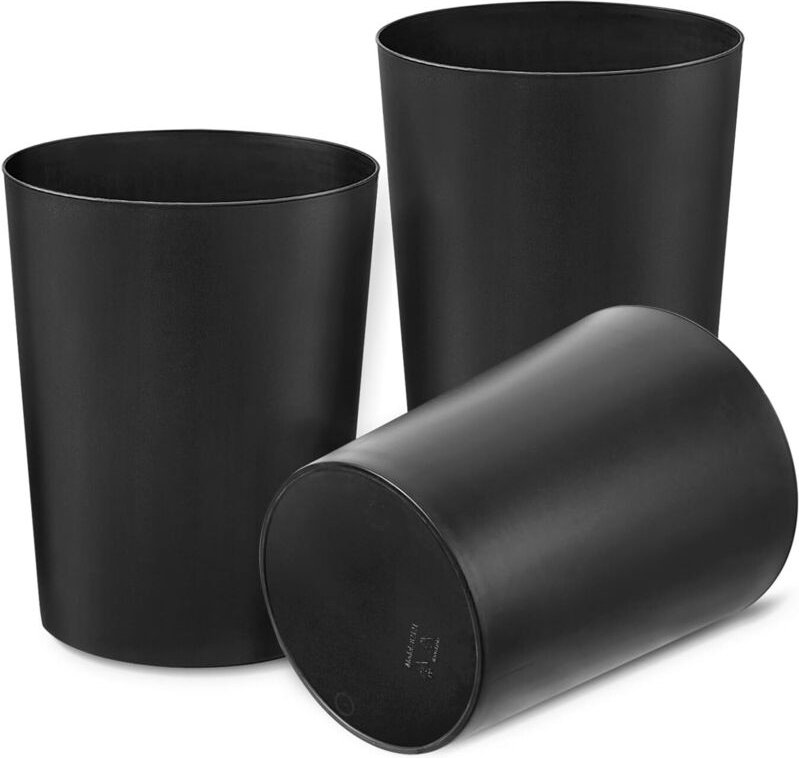 3er-Set Abfalleimer (21 x 21 x 26,5 cm) – Für Bad, Küche, Homeoffice, Studentenwohnheim – Schwarz