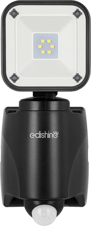 EDISHINE Batterie LED Strahler mit Bewegungsmelder Außen, IP44 wasserdicht, Verstellbarer Lampenkopf, 300LM, 6000K, für ...