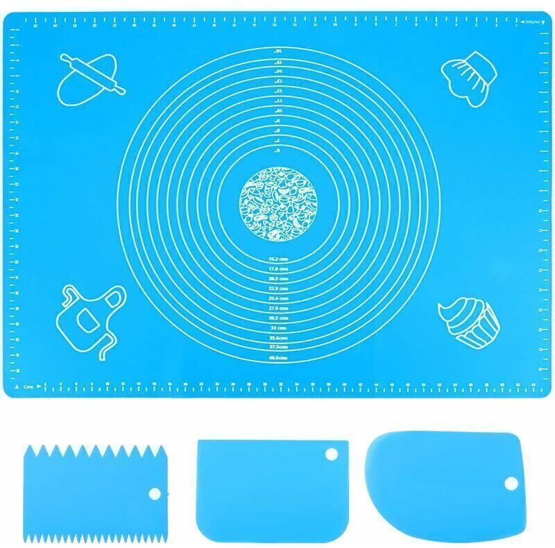 70 x 50 cm Silikon-Backmatte, wiederverwendbare Antihaft-Backmatte mit Maßeinheit, rutschfeste Backmatte für Fondant, Tö...