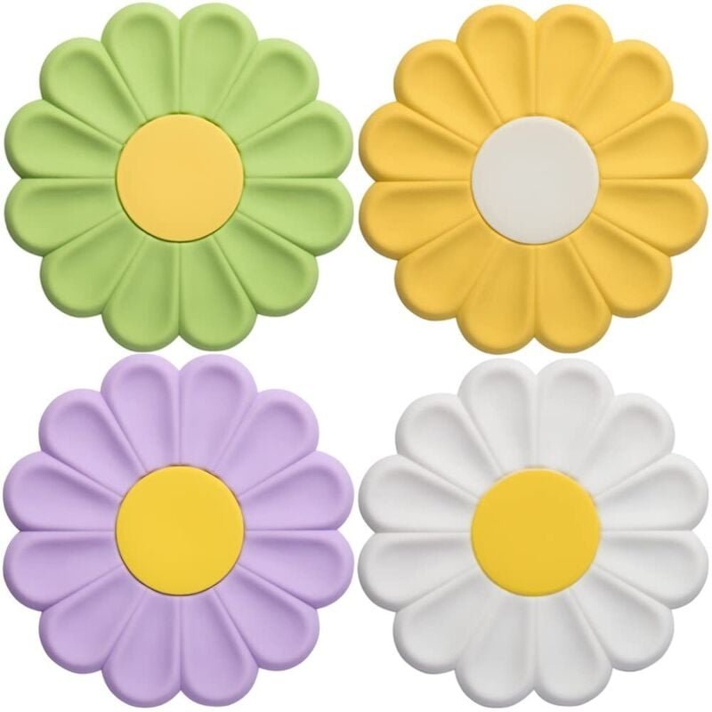 4 Silikonuntersetzer, hitzebeständig, rutschfest, geeignet für heiße Speisen, Teller, Kaffee, Tassen, Becher, Tischschut...