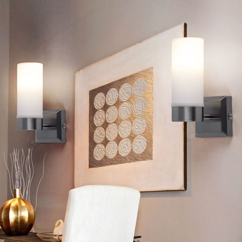 Globo Lighting - led Wandleuchte Glas IP44 Badezimmerleuchte Opalglas Wandlampe Badezimmer, Metall nickel-matt, 1x 6W 30...