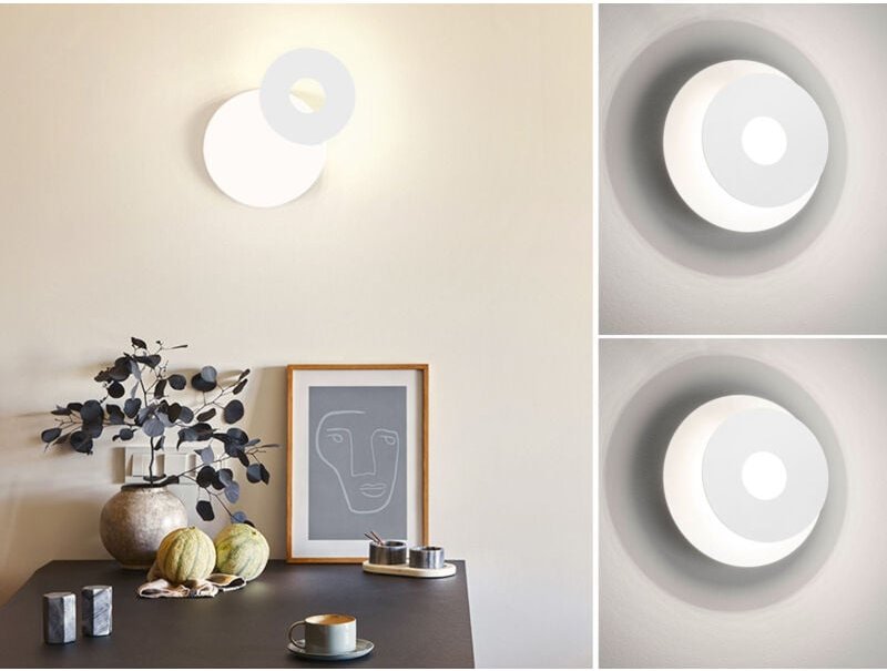 2er set led Wandlampen Weiß rund mit verstellbarem Ring, ø 18cm