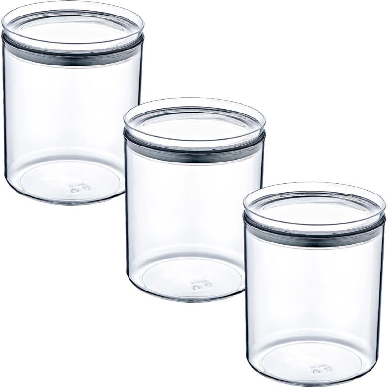 7h Seven House - Packung mit 3 mittelgroßen, runden, luftdichten Lebensmittelbehältern Ø10,5x13cm 7house