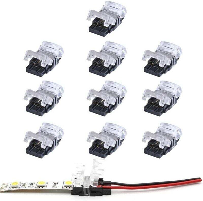 Odipie - 2-poliger LED-Streifen-Anschluss, 10 Stück, 2-poliger LED-Streifen-Anschluss für 10 mm smd 5050/3528 LED-Streif...