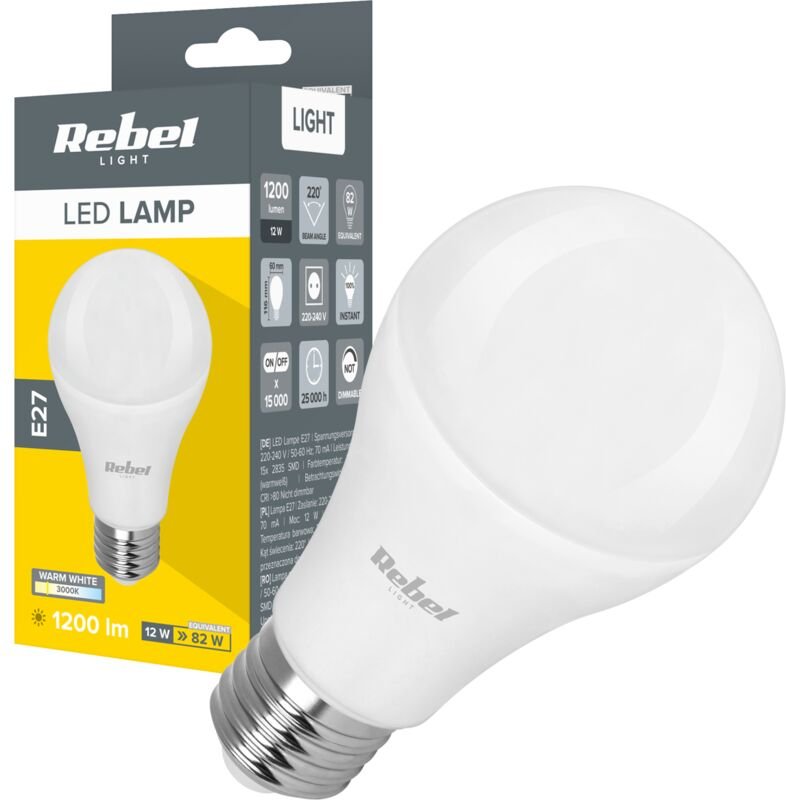 LED-Lampe 12W E27 3000K 230V Rebel