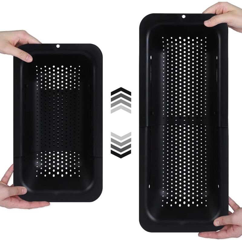 Schwarz) Sieb über der Spüle – Gemüse und Obst waschen, gekochte Nudeln und getrocknete Gerichte abtropfen lassen – erwe...