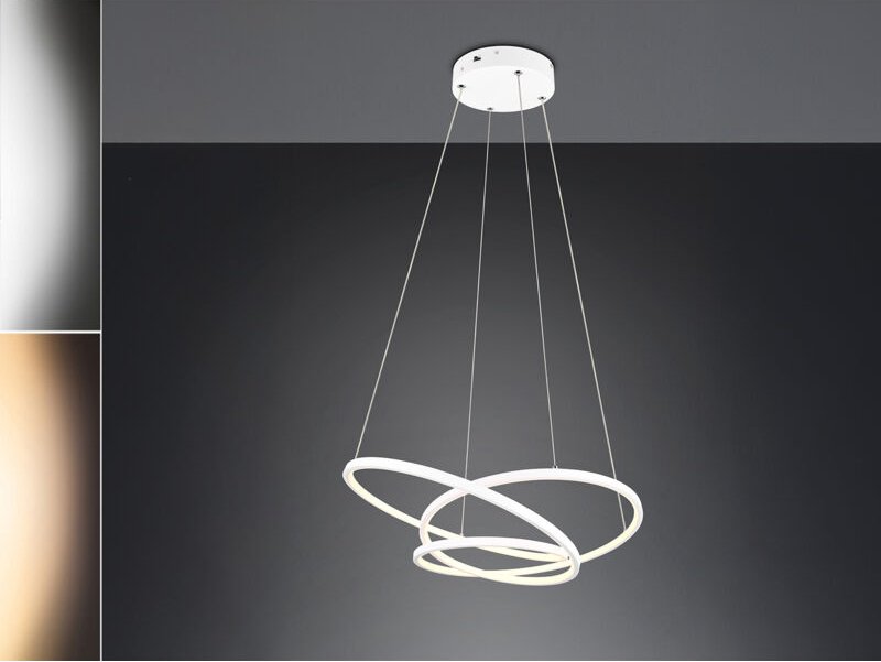 Trio - Moderne dimmbare led Pendelleuchte darvin in Weiß, Breite 64cm