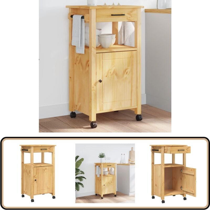 Küchenwagen monza 48x40x90 cm Massivholz Kiefer - Holz Küchenwagen - Küchenschrank - Vintage Möbel - Esstisch Zubehör - ...