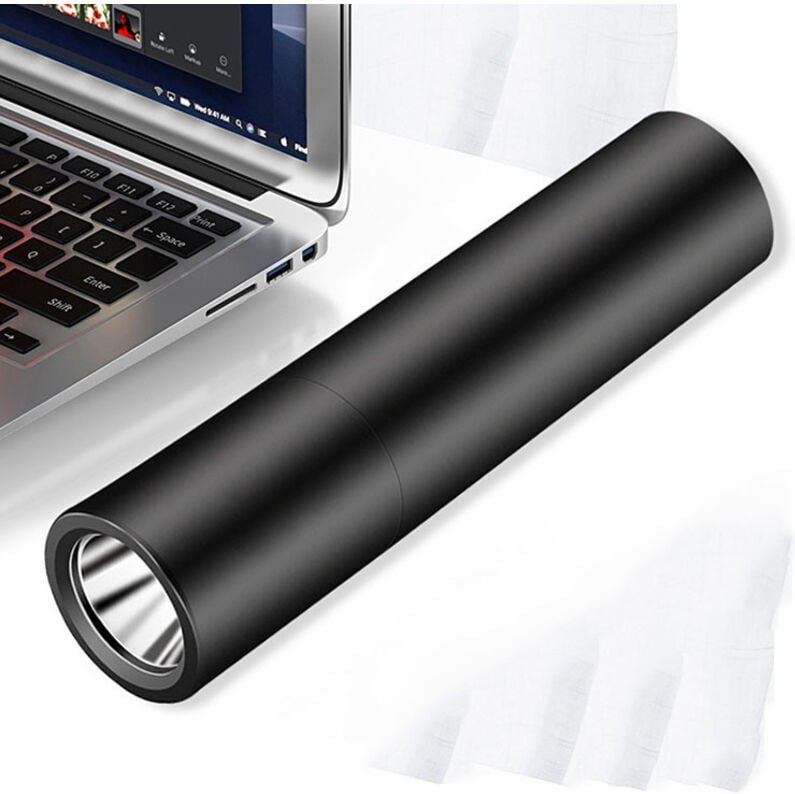 Mini-LED-Taschenlampe mit Powerbank, wiederaufladbar, USB-Taschenlampe mit Fokus, 3 Modi, wasserfest, für Camping, Outdo...