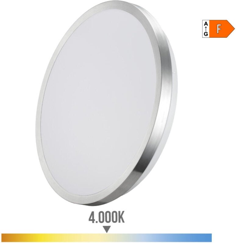 EDM - Super led Wandaufbauleuchte, 24W, 2490lm, 4000K, ø 38x6,2cm, Rahmen Chrom 32568