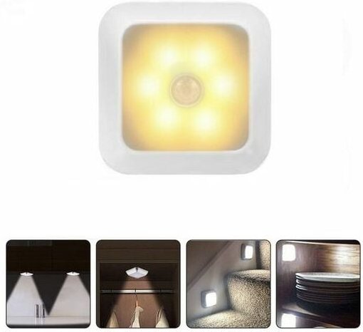 LED-Nachtlicht, Schrankleuchten, Körpersensorlicht, verwendet für Flure/Schränke/Nachttisch, Weiß, Warmes Licht Kinsi