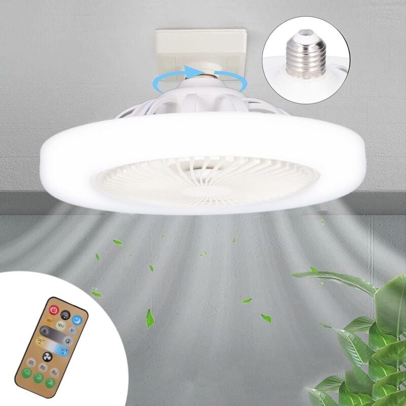 Thumbnail - Deckenventilatoren mit Fernbedienung, 36-W-Deckenventilator 9,8 Zoll kleine leise LED-Ventilatorlampe E27 für Schlafzimm...