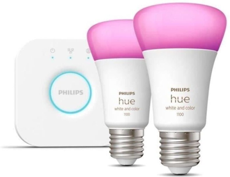 Philips Hue White und Color ambiance Kit de starter: 2 intelligente Glühbirnen E27 (1100)
