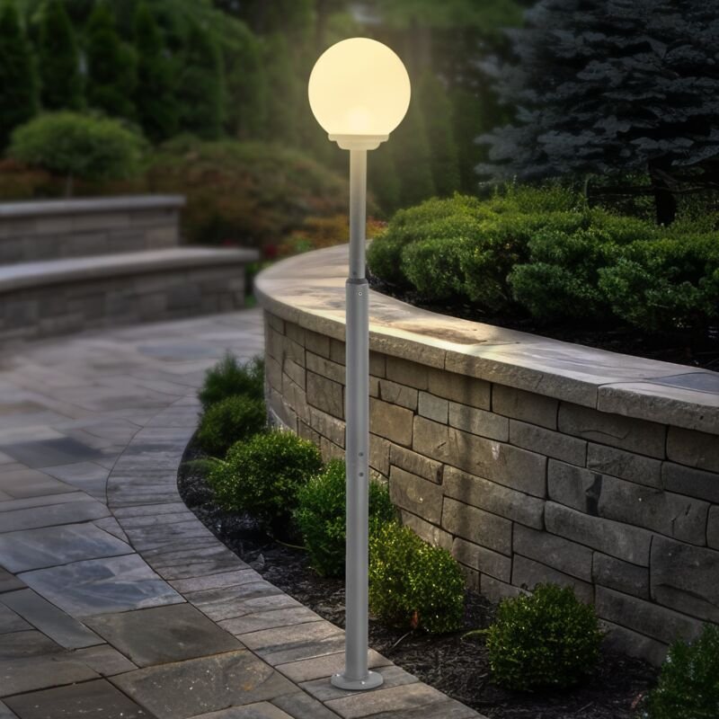 esotec Standleuchte Liana 200 mit Solarkugel, Fernbedienung, Aluminium, 102663