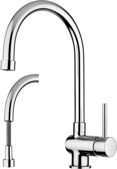 Paffoni - Einhand-Spültischmischer mit ausziehbarer Brause Stahloptik Stick Serie SK185ST Messing - Steel looking